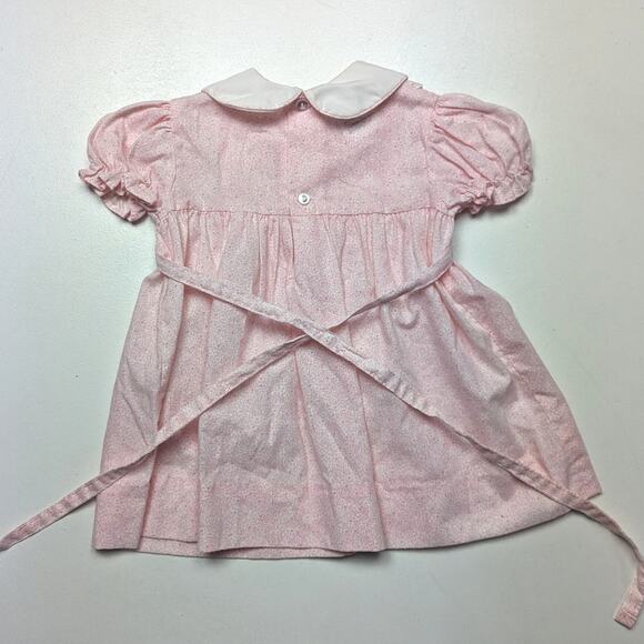 Vintage Polly Flinders Dress Baby Girls Size 12m Pink Calico Smocked - Picture 4 of 5
